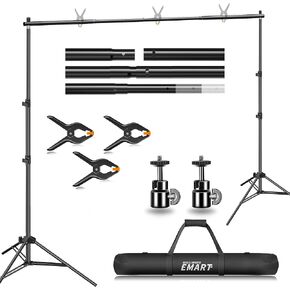 حامل خلفية، مجموعة نظام دعم خلفية خلفية استوديو فيديو موسلين مقاس 7x10 قدم من EMART مع رأس كرة صغيرة، استوديو التصوير الفوتوغرافي in Kuwait