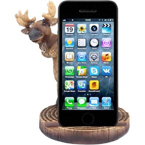 Needzo Funny Moose Phone Holder, Unique Figurine Cellphone Stand for Office Desks, Fits All Smartphones, 5 Inches