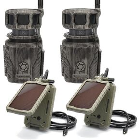 Stealth Cam Revolver 36MP Photo 1080P HD Video at 30 FPS 0.4 Sec Trigger Speed 360-Degree Panoramic View Built-in GPS Hunting Cellular Trail Camera with 12 V Solar Battery Pack - 2 Pack