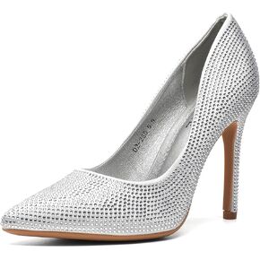 ZUYEE Women's Pumps, Closed Toe Pointed Stiletto High Heel Sparkly Prom Shoes with Glitter Rhinestone, Wedding Heels for Bride Shoes