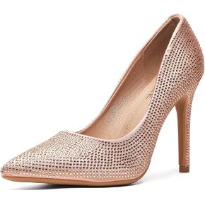 حذاء نسائي من ZUYEE، حذاء بكعب عالٍ ومدبب ومقدمة مغلقة وكعب عالٍ لامع مع حجر الراين اللامع، كعب زفاف لأحذية العروس in Kuwait