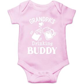AW Fashions Grandpa's Drinking Buddy Bodysuit Funny Newborn Announcement Baby Boy Outfit Cute Girl Clothes