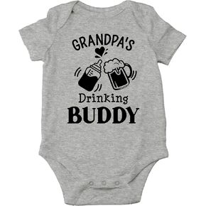 AW Fashions Grandpa's Drinking Buddy Bodysuit Funny Newborn Announcement Baby Boy Outfit Cute Girl Clothes in Kuwait