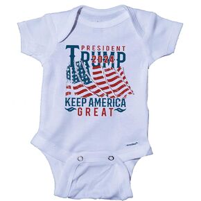 Ink Trendz President Trump 45 47 Make America Great 2024 Keep America Great Baby Onesie Short Sleeve Bodysuit
