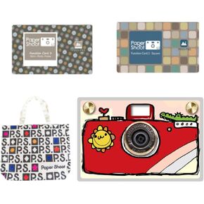 Paper Shoot Camera Accessory Bundle – IncludesTote Bag with PS Logo, Red Hand Drawn Case, Function Cards Retro & Square – Creative Set for Unique Photography, Stylish & Functional Gear