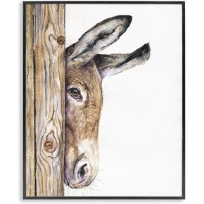 Stupell Industries Cute Baby Donkey Animal Brown Watercolor Painting Black Framed Wall Art, 11x14