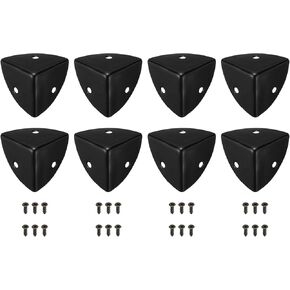 uxcell 8 Pcs Decorative Box Corner Cover, 28mm Metal Edge Guard, Furniture Corner Edges Protector with Screws, Black