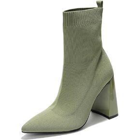 Cape Robbin Pointed Toe Booties for Women with Heels - Dressy Sock Boots and Heeled Ankle Boots, Chic Pointy Toe Booties for Women (Faina.A)