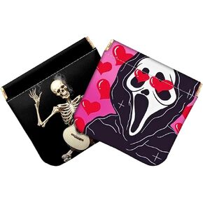 2 PCS Coin Purse Pouch Squeeze Soft Leather PU Mini Wallet Small Change Holder Cute Aesthetic for Women Girls Men-Heart Rainbow