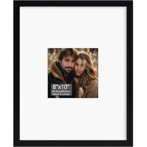 Rempry 8.5x11 Picture Frame, Display Pictures 6x8 with Mat or 8.5x11 Without Mat, Wall Hanging or Tabletop Photo Frame with Shatter Resistant Plexiglass, Black, 1 Pack