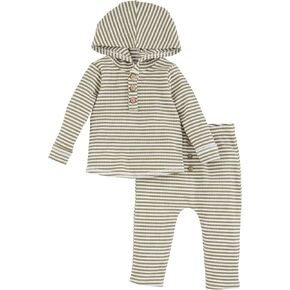 Mud Pie Unisex Baby Baby Green Stripe Hoodie and Outfit