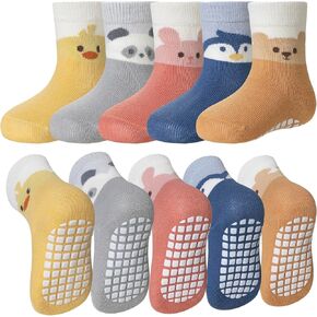 SeeyAN Baby Non Slip Socks Toddler Boys Girls Grips Cotton Anti Skids Crew Cute Cartoon Infant Socks 5 Pairs