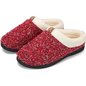 adituo Women's Comfort Memory Foam Slippers Plush Lined House Shoes Indoor, Outdoor Non-Slip Rubber Sole