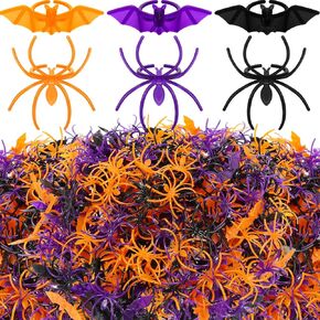 Zubebe 200 Pieces Halloween Spider Rings Bat Ring Plastic Spider Bat Rings Fake Toy Rings Bulk Halloween Rings Plastic Cupcake Topper for Halloween Decoration Party Favors Gifts