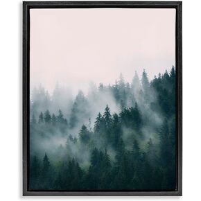 Stupell Industries Misty Forest Trees Black Framed Floater Canvas Wall Art Design by Sisi and Seb