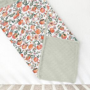 Peach Baby Blanket for Girl Boy Dotted Backing Double Layer Vintage Peach Fruit Floral Leaves Soft Swaddle Receiving Blanket Summer Bed Throws for Newborn Infant Baby Toddler Nursery 30x40