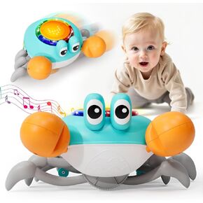 Crawling Crab Baby Toys for 6-12 Months, Baby Musical Toys for 1 Year Old Boys Girls, Tummy Time Crab for Infant Developmental, Toddlers Bilingual Learning Toys, First Christmas Birthday Gifts