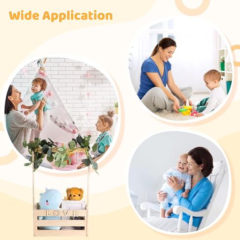 OMISTAR Wooden baby Shower Crate Closet, Wooden Shower Basket with Handle and Garland, Shower Basket Gift, Letters Self Adhesive Gifts Basket for Parents Family in Saudi Arabia