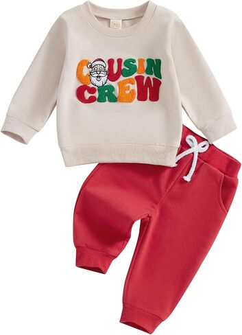 طفلة صبي لطيف كم طويل مطرزة مرح مشرق البلوز الرباط السراويل الطويلة الرضع ملابس عيد الميلاد in Kuwait