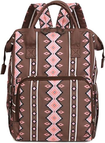 Lmbabter Diaper Bag Backpack for Women Bohemia style Multifunctional Diaper Bags, Large Capacity with Stroller Hooks Waterproof Baby Bags For Mama Maternity Travel Bag (Dark Brown) in Kuwait