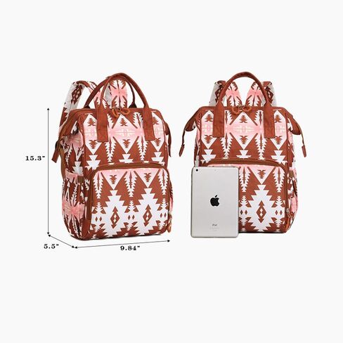 Lmbabter Diaper Bag Backpack for Women Bohemia style Multifunctional Diaper Bags, Large Capacity with Stroller Hooks Waterproof Baby Bags For Mama Maternity Travel Bag (Dark Brown) in Kuwait