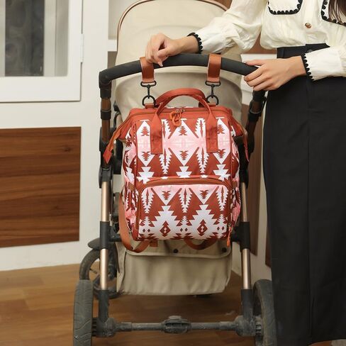 Lmbabter Diaper Bag Backpack for Women Bohemia style Multifunctional Diaper Bags, Large Capacity with Stroller Hooks Waterproof Baby Bags For Mama Maternity Travel Bag (Dark Brown) in Kuwait