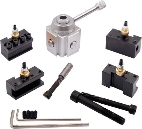 Tooling Package Mini Lathe Quick Change Tool Post & Holders Multifid Tool Holder High Density Steel for Grooving Cutting Knurling Drilling Reaming and Other Processing in Saudi Arabia