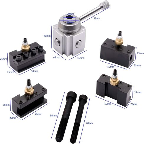Tooling Package Mini Lathe Quick Change Tool Post & Holders Multifid Tool Holder High Density Steel for Grooving Cutting Knurling Drilling Reaming and Other Processing in Saudi Arabia