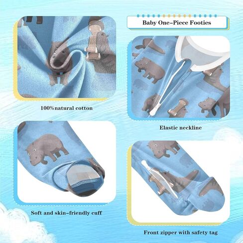 Dussdil Baby One-Piece Footies Newborn Rompers Pajamas Cotton Footed Pjs for Sleep Play Boys Girls in Kuwait