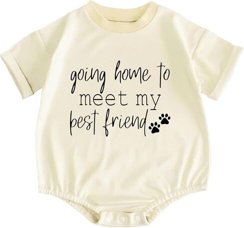 بدلة Going Home to Meet My Pups/Best Friend، ستتوفر قريبًا إعلان مضحك عن الحمل لعشاق الحيوانات (0-6 أشهر، بدلة بأكمام طويلة للجراء) in Saudi Arabia