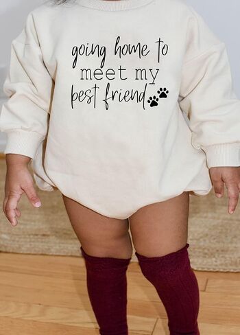 بدلة Going Home to Meet My Pups/Best Friend، ستتوفر قريبًا إعلان مضحك عن الحمل لعشاق الحيوانات (0-6 أشهر، بدلة بأكمام طويلة للجراء) in Saudi Arabia