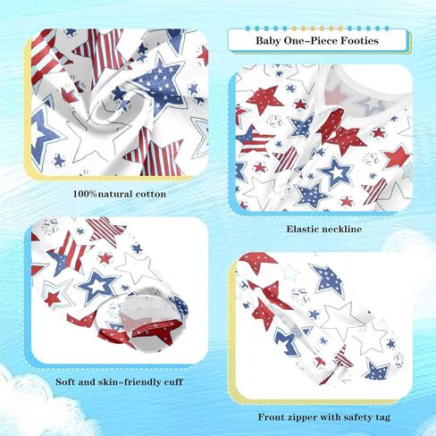 Dussdil Baby One-Piece Footies Newborn Rompers Pajamas Cotton Footed Pjs for Sleep Play Boys Girls in Kuwait