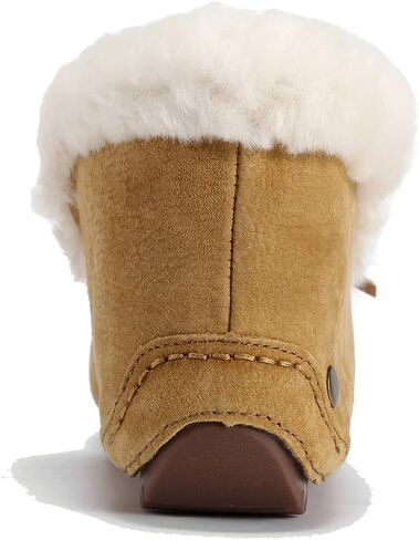 U-lite Women's Moccasin Slippers with Warm Wool Lining, Pigskin Leather Non-Slip Rubber Sole for Indoor and Outdoor Casual Winter Flat Shoes in Kuwait