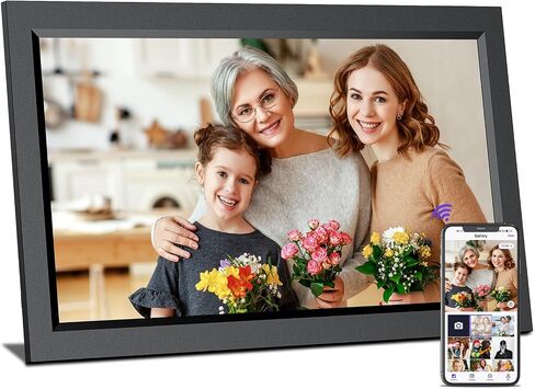 10.1 Inch WiFi Digital Picture Frame, IPS Touch Screen,1280x800 HD Photo Frame,16GB Storage, Auto-Rotate, Wall-Mounted/Tabletop, Share Photos & Videos via App,Birthday Gift for Mom in Saudi Arabia