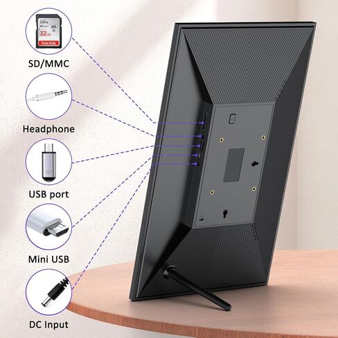 10.1 Inch WiFi Digital Picture Frame, IPS Touch Screen,1280x800 HD Photo Frame,16GB Storage, Auto-Rotate, Wall-Mounted/Tabletop, Share Photos & Videos via App,Birthday Gift for Mom in Saudi Arabia