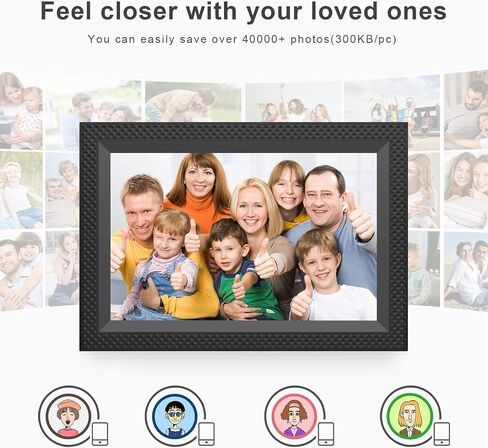 10.1 Inch WiFi Digital Picture Frame, IPS Touch Screen,1280x800 HD Photo Frame,16GB Storage, Auto-Rotate, Wall-Mounted/Tabletop, Share Photos & Videos via App,Birthday Gift for Mom in Saudi Arabia