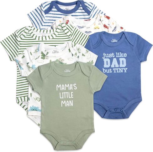 Baby Essentials 6 Pack Bodysuit Set Baby Boy Mama’s Little Man Just Like Dad 6 Piece Newborn Outfit Set in Kuwait
