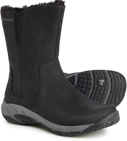 Merrell Women's Encore 4 Tall Zip Polar Boots - Waterproof, Nubuck, Wide Width, (Black) (US Footwear Size System, Adult, Women, Numeric, Wide, 9.5) in Saudi Arabia