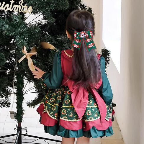 5 Pcs Christmas Hair Clips Big Bow Ribbon Hair Accessories Cute Santa Claus Reindeer Elk Hair Barrettes Holiday Headdress Hairpin for Girls Women Kids Xmas Party Cosplay Gift in Kuwait