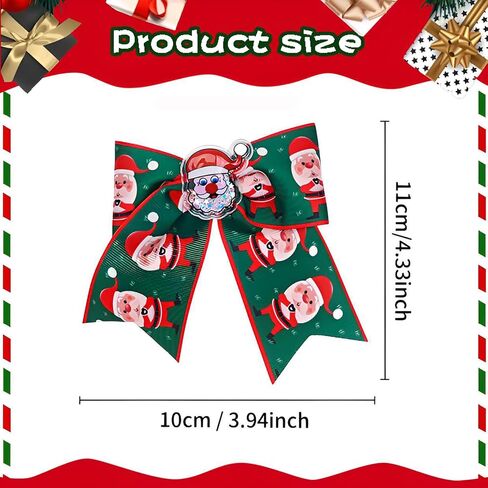 5 Pcs Christmas Hair Clips Big Bow Ribbon Hair Accessories Cute Santa Claus Reindeer Elk Hair Barrettes Holiday Headdress Hairpin for Girls Women Kids Xmas Party Cosplay Gift in Kuwait