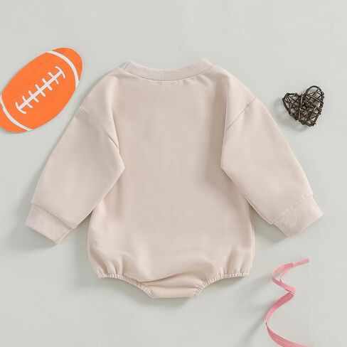 Newborn Baby Girl Football Clothes Football Bow Sweatshirt Romper Long Sleeve Bubble Romper Cute Fall Winter Outfit in Saudi Arabia