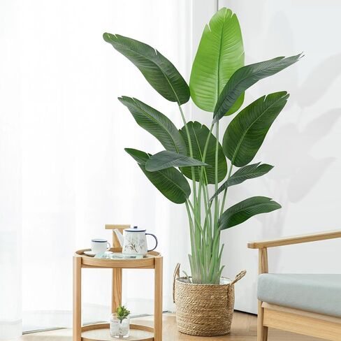Lifelike Bird of Paradise Artificial Plant,5ft Faux Banana Leaf Tree with 10 Trunks - Perfect Indoor Silk Floor Plant for Home Decor in Living Room, Office, and Bedroom (Set of 2) in Saudi Arabia