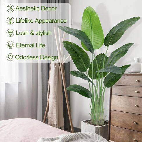 Lifelike Bird of Paradise Artificial Plant,5ft Faux Banana Leaf Tree with 10 Trunks - Perfect Indoor Silk Floor Plant for Home Decor in Living Room, Office, and Bedroom (Set of 2) in Saudi Arabia