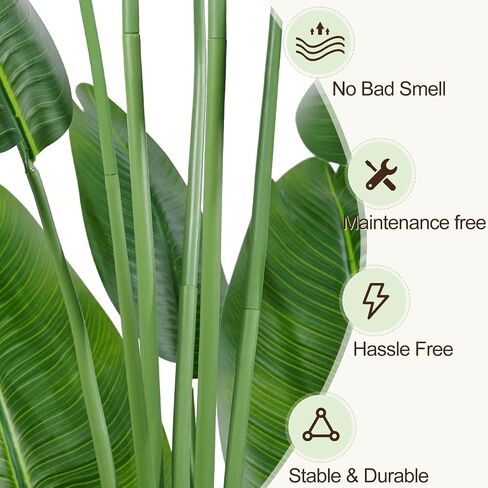 Lifelike Bird of Paradise Artificial Plant,5ft Faux Banana Leaf Tree with 10 Trunks - Perfect Indoor Silk Floor Plant for Home Decor in Living Room, Office, and Bedroom (Set of 2) in Saudi Arabia