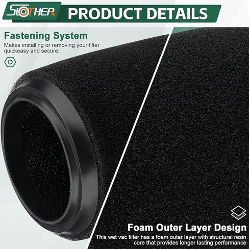 فلتر بديل Slother VF7000 متوافق مع مرشح Ridgid Wet Only Vac الذي يناسب من 5 إلى 20 جالونًا من المكانس الرطبة/الجافة ومكانس التسوق. in Saudi Arabia