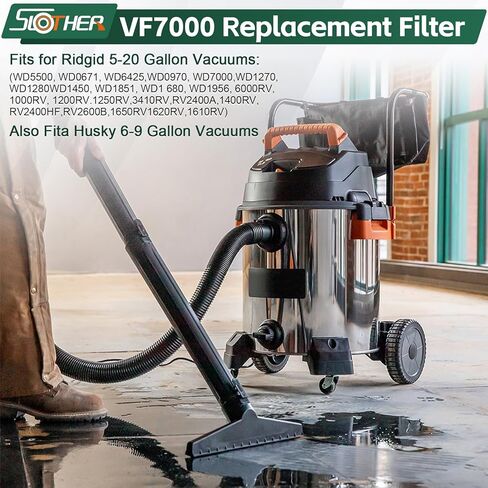 فلتر بديل Slother VF7000 متوافق مع مرشح Ridgid Wet Only Vac الذي يناسب من 5 إلى 20 جالونًا من المكانس الرطبة/الجافة ومكانس التسوق. in Saudi Arabia