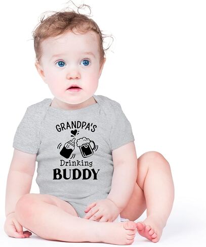 AW Fashions Grandpa's Drinking Buddy Bodysuit Funny Newborn Announcement Baby Boy Outfit Cute Girl Clothes in Kuwait