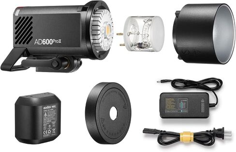 Godox AD600 Pro II AD600Pro II 600ws ضوء فلاش خارجي، نظام X لاسلكي 2.4G، 40W ثنائي اللون 2800K-6000K، TTL GN87 HSS 1/8000s، 0.01s~0.9s وقت إعادة التدوير، 1/1 إلى 1/512 10 خطوات طاقة (ترقية 2024) in Saudi Arabia