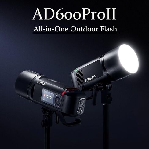 Godox AD600 Pro II AD600Pro II 600ws ضوء فلاش خارجي، نظام X لاسلكي 2.4G، 40W ثنائي اللون 2800K-6000K، TTL GN87 HSS 1/8000s، 0.01s~0.9s وقت إعادة التدوير، 1/1 إلى 1/512 10 خطوات طاقة (ترقية 2024) in Saudi Arabia