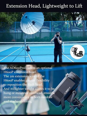 Godox AD600 Pro II AD600Pro II 600ws ضوء فلاش خارجي، نظام X لاسلكي 2.4G، 40W ثنائي اللون 2800K-6000K، TTL GN87 HSS 1/8000s، 0.01s~0.9s وقت إعادة التدوير، 1/1 إلى 1/512 10 خطوات طاقة (ترقية 2024) in Saudi Arabia